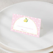 Roze Citrus Bruiloftsfeest Met Boog Vormige Plaats Plaatskaartje