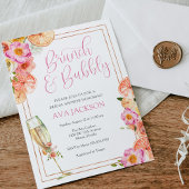 Roze Citrus Brunch en Bruisende Bruiloft Kaart