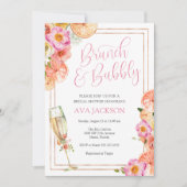 Roze Citrus Brunch en Bubbly Vrijgezellenfeest Kaart (Voorkant)