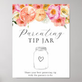 Roze Citrus Flowers Ouderschap Tip Jar Poster (Voorkant)