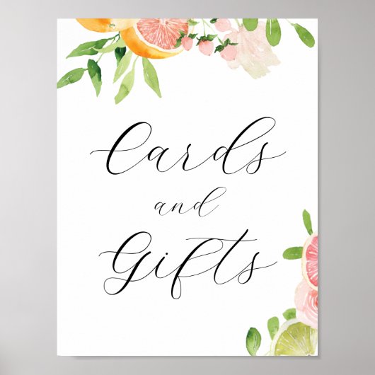 Roze Citrus Kaarten en Gifts Sign Poster (Voorkant)