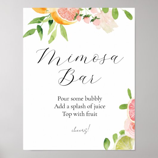 Roze Citrus Mimosa Bar Teken Poster (Voorkant)