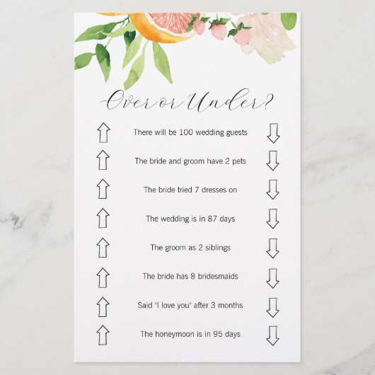 Roze Citrus Over of Onder Vrijgezellenfeest Game Flyer (Voorkant)