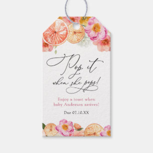 Roze Citrus Pop het wanneer ze Pops Baby Shower Cadeaulabel