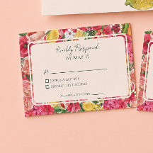 Roze Citrus Tuin Citroen Oranje Trouw RSVP Kaart
