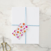 Roze Citrus Waterverf Polka Dots Cadeaulabel (Met Touw)