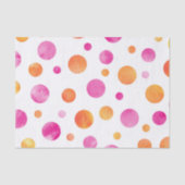 Roze Citrus Waterverf Polka Dots Tissuepapier (Voorkant)