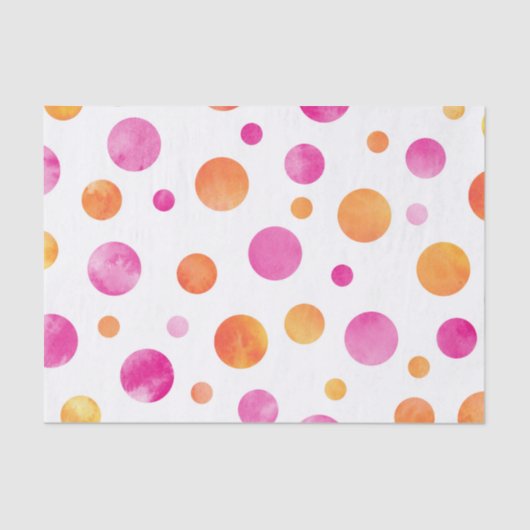 Roze Citrus Waterverf Polka Dots Tissuepapier (Voorkant)