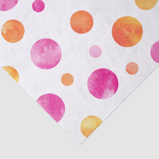 Roze Citrus Waterverf Polka Dots Tissuepapier (Detail)