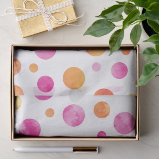 Roze Citrus Waterverf Polka Dots Tissuepapier (Geschenk)