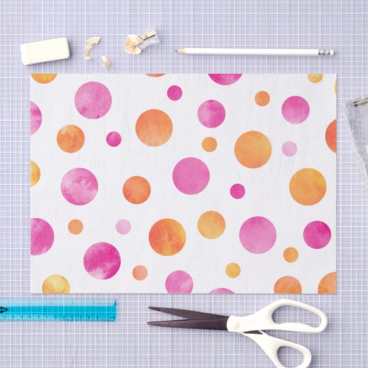 Roze Citrus Waterverf Polka Dots Tissuepapier (Craft)