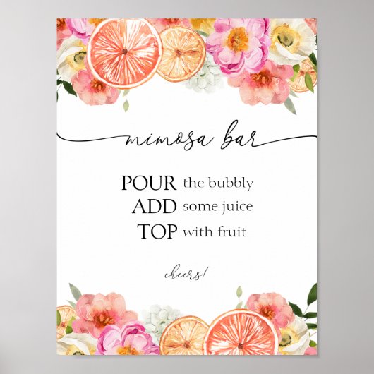Roze citrusbloem Mimosa Bar bord Poster (Voorkant)
