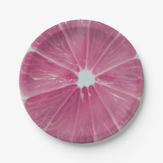 Roze citrusvruchten papieren bordje (Voorkant)