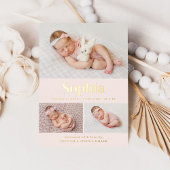 Roze Classic 3 Aankondiging geboorte foto-collage