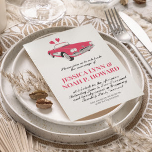 Roze Classic 50s Convertible Retro Auto Kaart