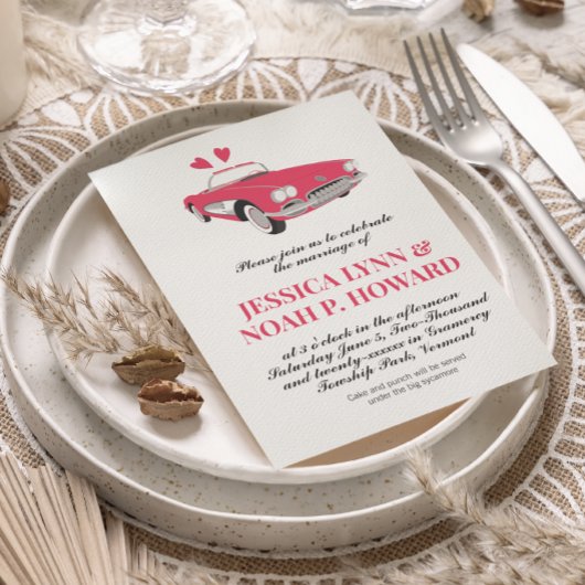 Roze Classic 50s Convertible Retro Auto Kaart