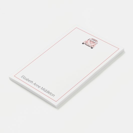 Roze Classic Buggy Bug Auto gepersonaliseerd Post-it® Notes (Schuin)