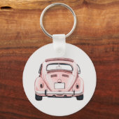 Roze Classic Buggy Bug Auto gepersonaliseerd Sleutelhanger (Achterkant)