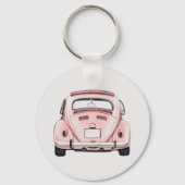 Roze Classic Buggy Bug Auto gepersonaliseerd Sleutelhanger (Achterkant)