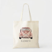 Roze Classic Buggy Bug Auto gepersonaliseerd Tote Bag (Voorkant)