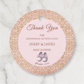 Roze Classic Meisje Baby shower Bedankjes Labels (Voorkant)