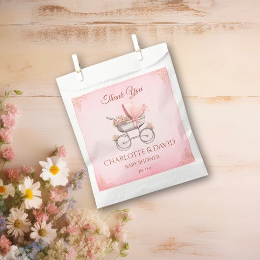 Roze  Classic Meisje Baby shower Bedankzakje