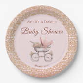  Roze Classic Meisje Baby shower Papieren Bordje (Voorkant)