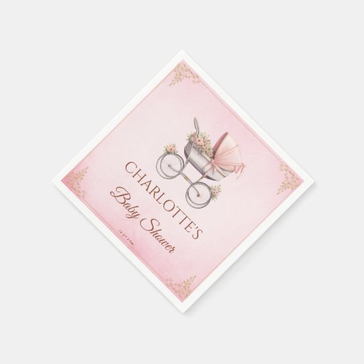 Roze  Classic Meisje Baby shower Servet (Hoek)