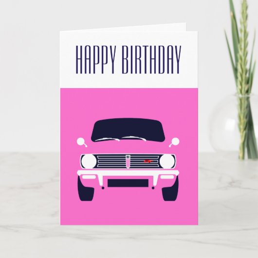 Roze Classic Mini Clubman Kaart (Voorkant)