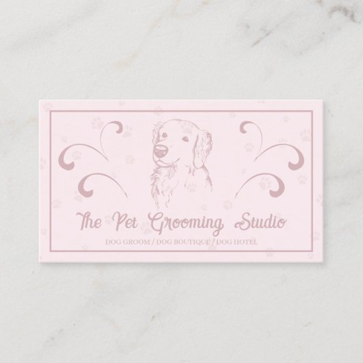 Roze Classy Style Pet Dog Golden Retriever Visitekaartje (Voorkant)