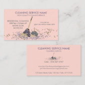 Roze Classy Vuile Janitorial Schoonmaak Service Visitekaartje (Voorkant / Achterkant)