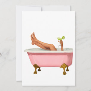 Roze Clawfoot badkuip kunstprint - Glam zelfzorg W Kaart