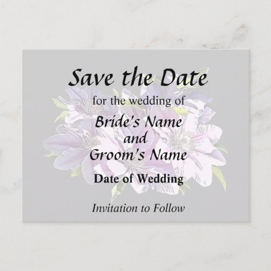 Roze Clematis Aankondigingskaart (Voorkant)