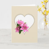 Roze clematis bloem illustratie hart beige kaart (Gele Bloem)