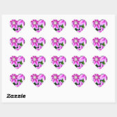 Roze Clematis en wilde Oregano Hart Sticker (Vel)