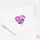 Roze Clematis en wilde Oregano Hart Sticker (Envelop)