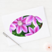 Roze Clematis en wilde Oregano Ovale Sticker (Envelop)