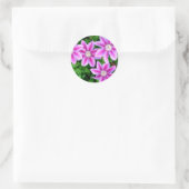 Roze Clematis en wilde Oregano Ronde Sticker (Tas)