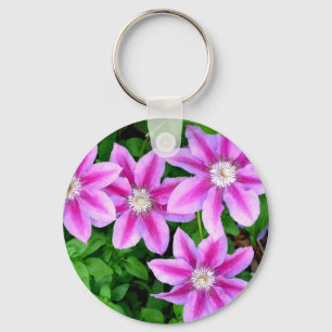 Roze Clematis en wilde Oregano Sleutelhanger