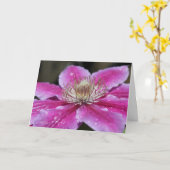 Roze Clematis Flower Notecard Kaart (Gele Bloem)
