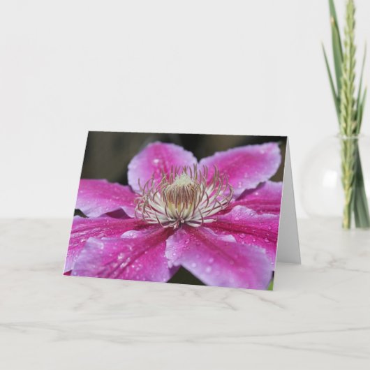 Roze Clematis Flower Notecard Kaart (Voorkant)