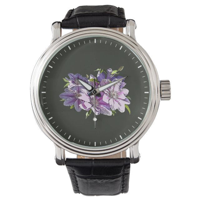Roze Clematis Horloge (Voorkant)