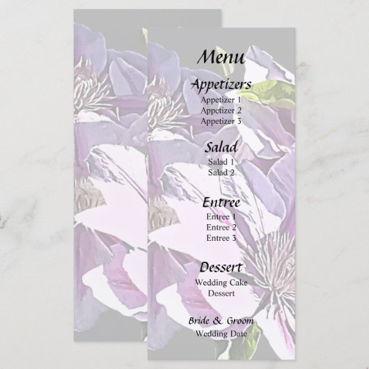 Roze Clematis Menu (Voorkant / Achterkant)