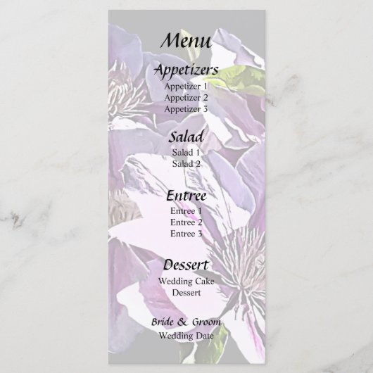 Roze Clematis Menu (Voorkant)