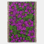 Roze Clematis vine Deken (Voorkant Verticaal)