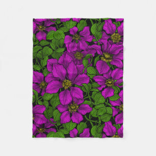 Roze Clematis vine Fleece Deken