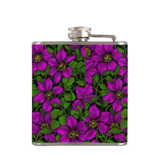 Roze Clematis vine Heupfles (Achterkant)