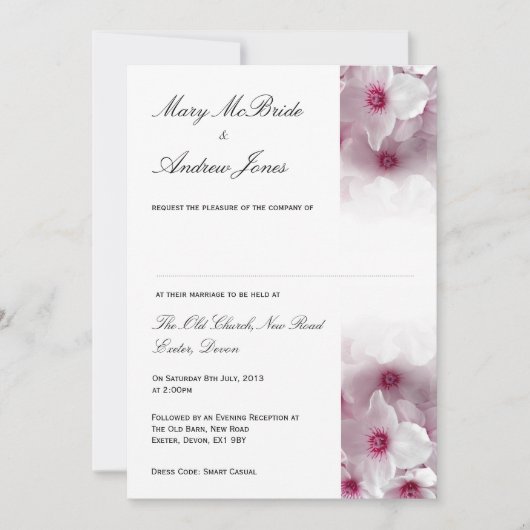 Roze Clematis - Wedding Invitation Kaart (Voorkant)