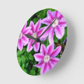 Roze Clematissen en wilde Orego Ronde Klok (Hoek)