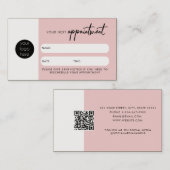 Roze Client Appointcard QR Code Business Logo Visitekaartje (Voorkant / Achterkant)